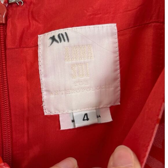 Anna Sui for Anthropologie Red Patterned 100% Silk Sleeveless Dress Size 4 - Picture 6 of 8